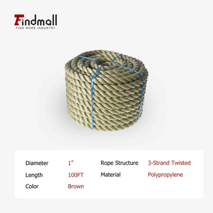 findmall 3-Strand Polyethylene Rope – Durable PE Twisted Rope for Camping, Swing, Outdoor & Indoor Utility Use