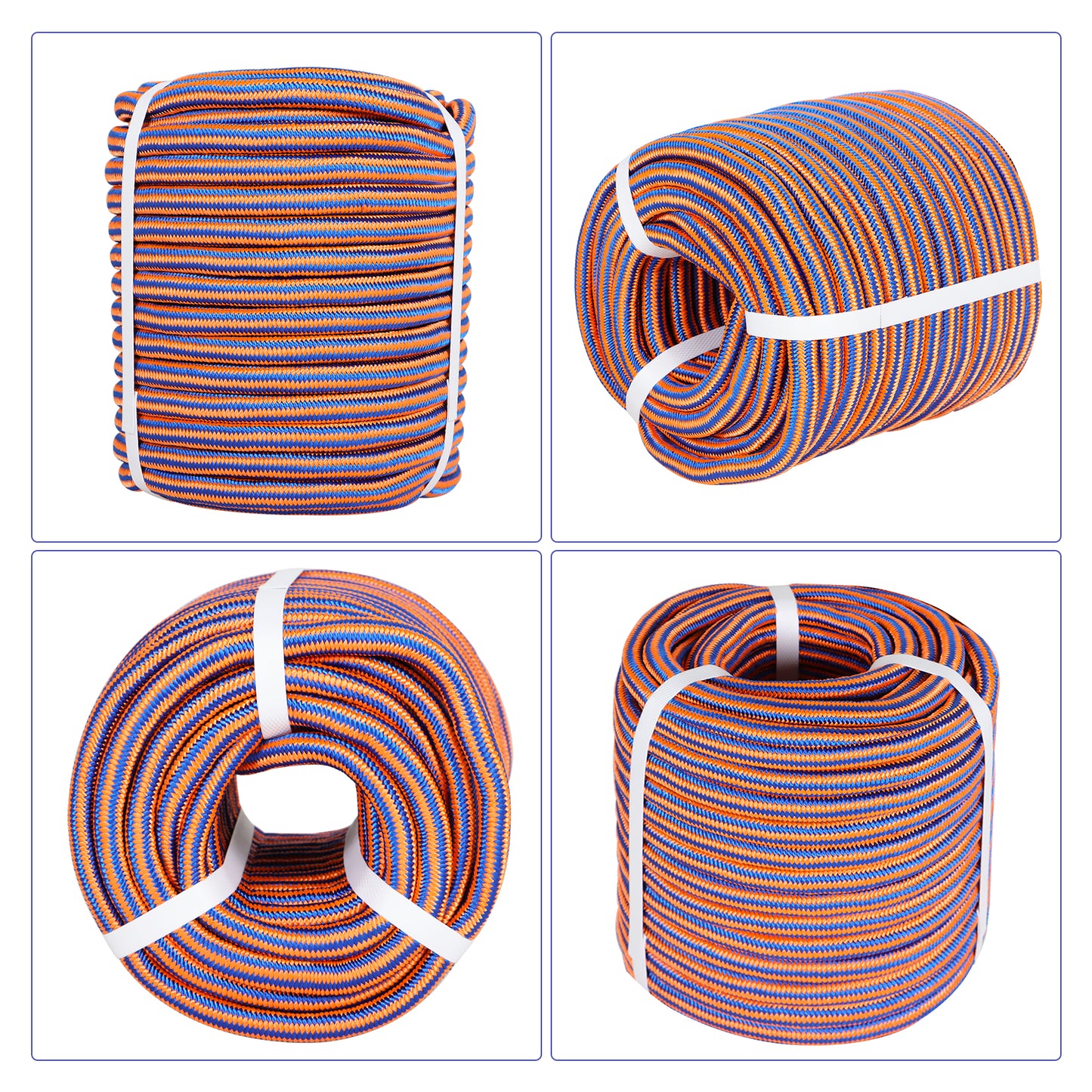 findmall 1/2 Inch 100 Feet 12 Strand Braided Rope Polyester Rigging Rope Tensile Strength 8000 Pounds Bull Rope Suitable for Camping Tree Working Swing Blue Orange