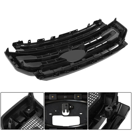 Findmall Front Upper Bumper Grille Glossy Black with 3 Straight Trim Replacement for F250 F350 Platinum Style 2020-2022 Replacement for LC3Z-8200-DB