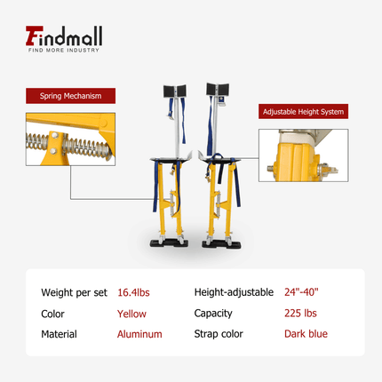 findmall 15–48 Inch Adjustable Drywall Stilts – Aluminum Tool Stilts for Painting, Drywall Installation & Cleaning