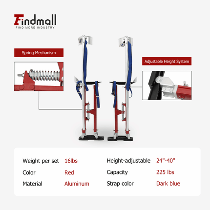 findmall 15–48 Inch Adjustable Drywall Stilts – Aluminum Tool Stilts for Painting, Drywall Installation & Cleaning
