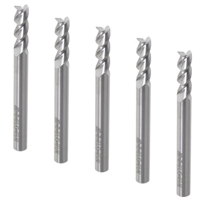 findmall 5Pcs 3/16 Inch Helix Carbide End Mill 3 Flute 9/16 Inch Length of Cut Fit for Aluminum Cut Non-Ferrous Metal Upcut CNC Spiral Router Bit