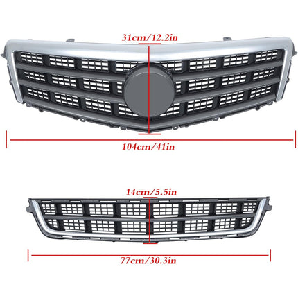 Findmall 2-Piece Front Upper and Lower Grille Set Replacement for ATS 2013-2014