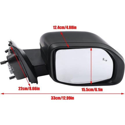 Findmall Side Mirror Assembly for 2022-2024 Maverick, Passenger Side, Power, Heated, Blind Spot, 5-Pin, Matte Black