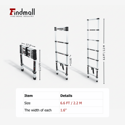 findmall Aluminum Telescoping Ladder with Hooks– Portable Collapsible Extension Ladder with Carry Bag for Home, RV & Outdoor Use