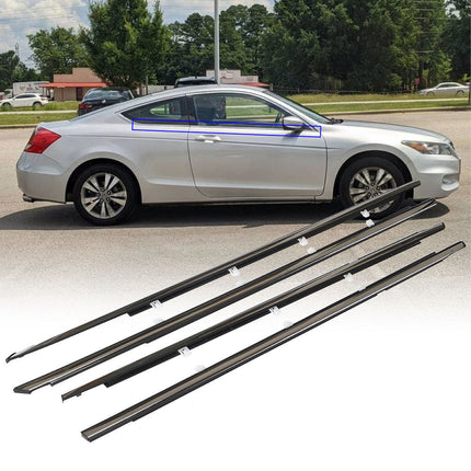 Findmall Chrome Window Weatherstrip Molding Kit for 2008-2012 Honda Accord Sedan, 4-Piece