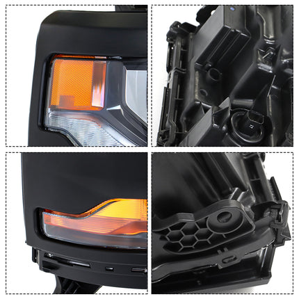 Findmall Headlight Replacement for Silverado 1500 Left LH Right RH Black