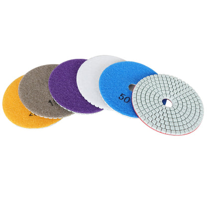 findmall 4 Inch Diamond Polishing Pads with 1Pcs 4 Inch Backer Pad, 7Pcs 50-1500 Grit Polishing Pad Kit Fit for Drill, Grinder, Polisher