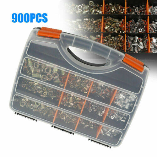 findmall 900 Pcs Metric Rivet Nuts Kit Zinc Steel, Stainless Steel, Aluminum Threaded Rivetnut Insert Nutsert Rivet Nuts Assortment Kit Including M3 M4 M5 M6 M8 M10