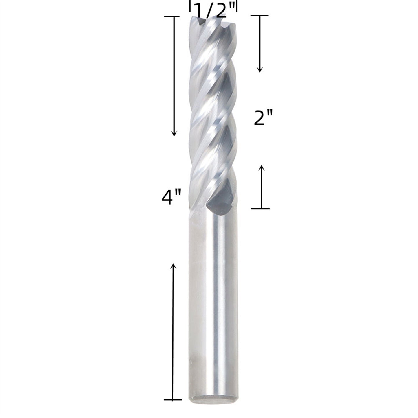 findmall 1/2 Inch Helix Carbide End Mill Tialn Coated 4 Flute 2 Inch Length of Cut Fit for Aluminum Cut Non-Ferrous Metal Upcut CNC Spiral Router Bit