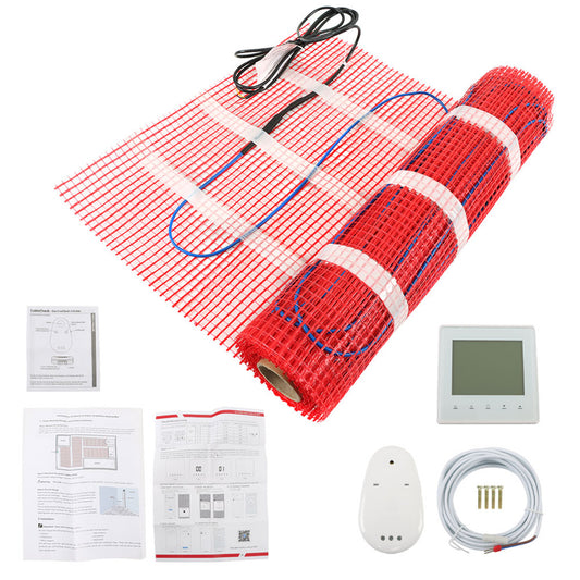 findmall 120v Electric Under Floor Heating System 30 Sqft Floor Heat Mat Kit Includes Alarm, Heated Floor Mat and Floor Temperature Sensor Fit for Heating under Ceramic Tiles Floors or Wooden Floors