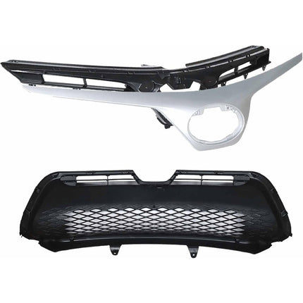 Findmall Front Upper and Lower Mesh Grille Set for 2017-2019 Toyota Corolla SE XSE, Black
