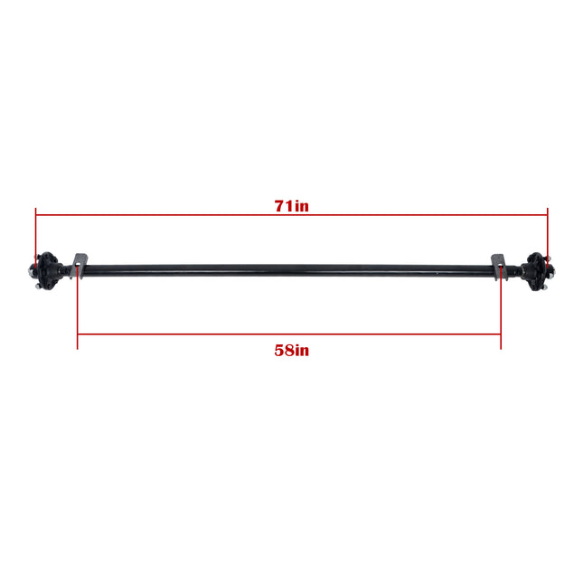 Findmall 2,000 lb Trailer Axle with U-Bolt Kit, 5 on 4.5 in, 71 in Hub Face