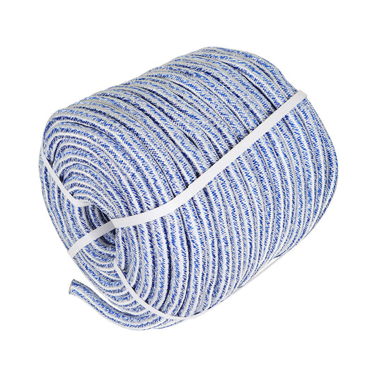 findmall 3/4 Inch 150 Feet 24 Strands Braided Rope Tree Felling Rope High Strength Polyester Rope for Swing Camping Bundling Blue White