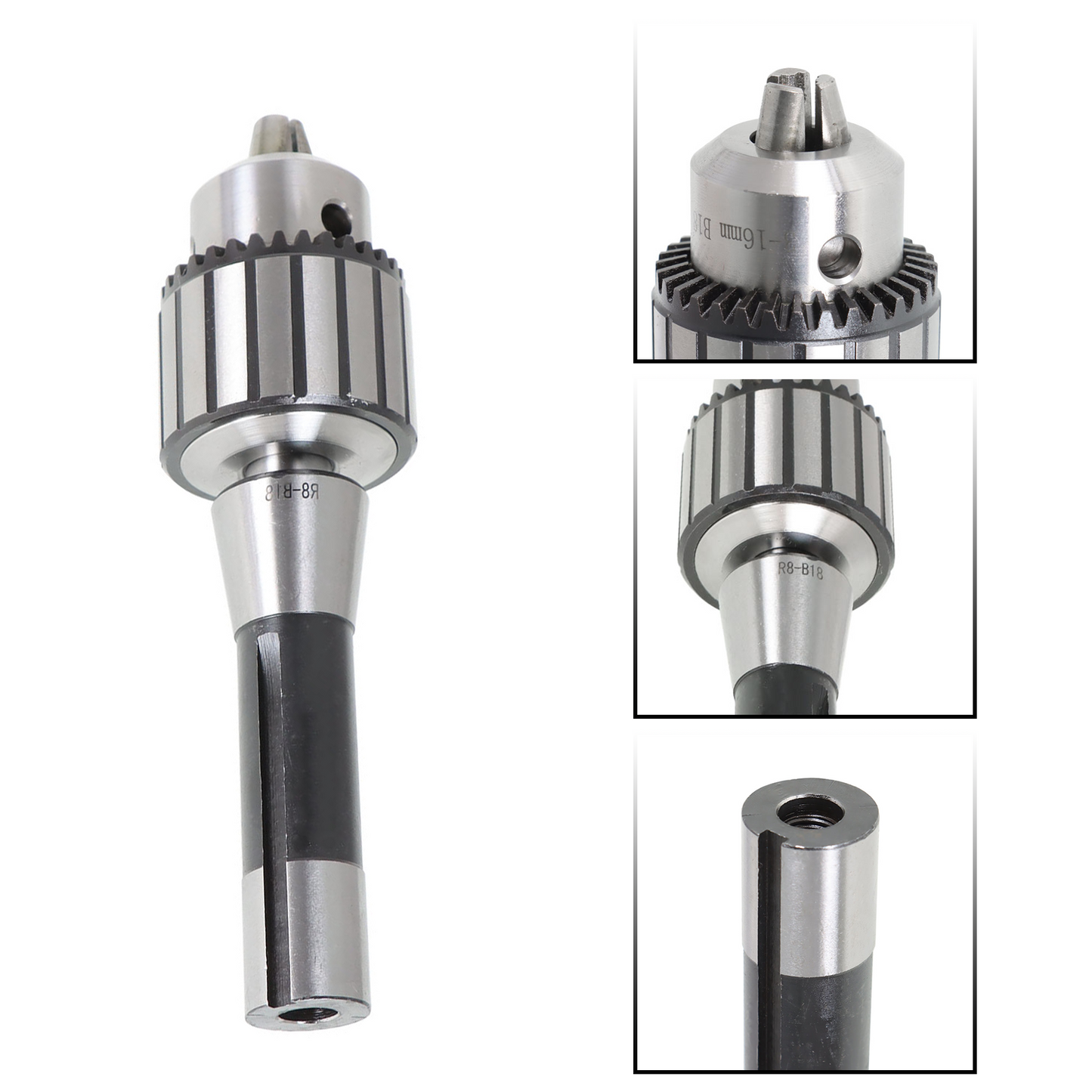 1/8" - 5/8" Drill Chuck, R8-B18 Super Heavy Duty Drill Press Chuck with K32 Chuck Key (3-16 MM)