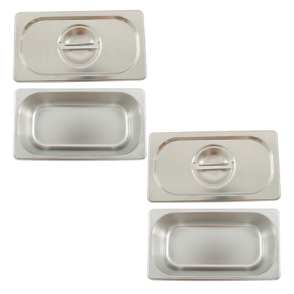 Findmall 2 Set 1/3 Size 3.6 Inch Deep Steam Table Pans With Lids | Stainless Steel Hotel Pans, for Steam Tables, Restaurants, Catering and Industrial