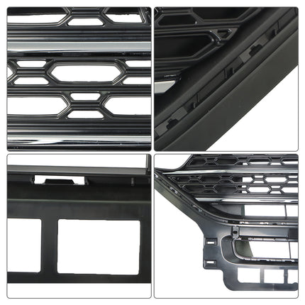 Findmall Front Upper Honeycomb Grille for 2021-2023 Ford Explorer XLT, Black with Chrome Trim