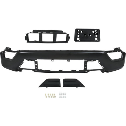 Findmall Black Front Bumper Face Bar Kit without Parking Sensor Holes Replacement for 2021-2023 Ford F150, with Lower Grille Trim Panels and License Plate Bracket