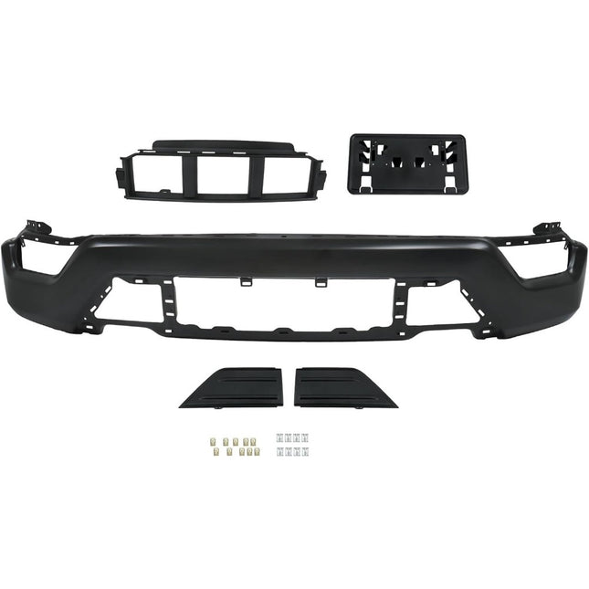 Findmall Black Front Bumper Face Bar Kit without Parking Sensor Holes Replacement for 2021-2023 Ford F150, with Lower Grille Trim Panels and License Plate Bracket
