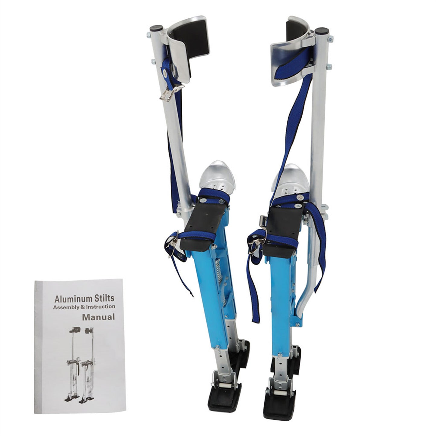 findmall 18-30 Inch Drywall Stilts Blue Adjustable Aluminum Stilt Tool Fit for Painting or Cleaning