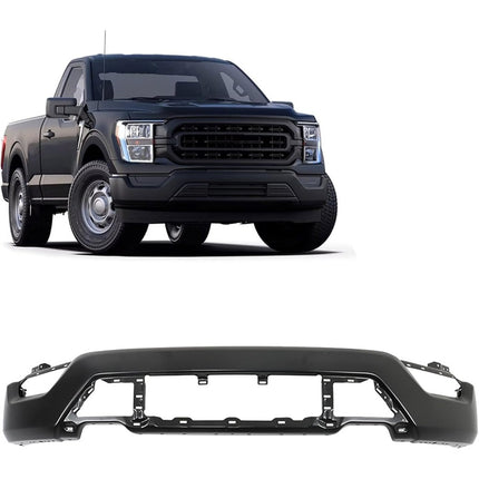 Findmall Black Steel Front Bumper Face Bar without Parking Sensor Holes Replacement for 2021-2023 Ford F-150, 17210132AD, AW67424