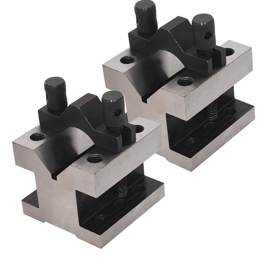 findmall V Block with Clamp Set Hardened Steel 90 Degree Angle Accuracy V Block Set 2-3/8 x 2-3/8 x 2 Multi-use Gauge Gage Machinist Tool with Wooden Case