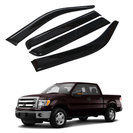 Findmall Side Window Visor Vent Sun Rain Guard Deflector Replacement for 2009-2014 F150 Crew Cab Pickup 4-Door