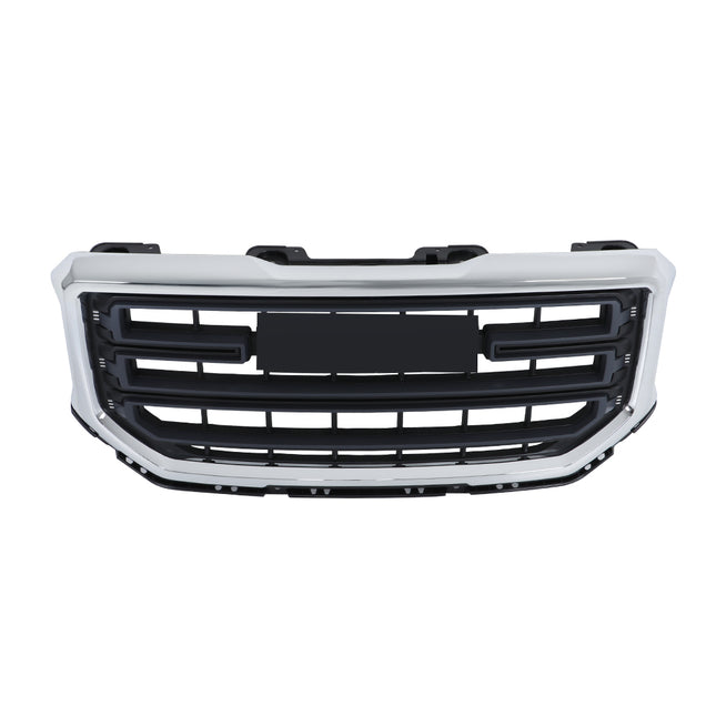 Findmall Glossy Black Straight-Trim Front Upper Bumper Grille with Chrome Frame Replacement for Sierra 1500 2016-2018