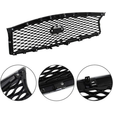 Findmall Front Upper Mesh Grille for 2015-2019 Infiniti Q70 Q70L, Chrome, Without Camera Hole
