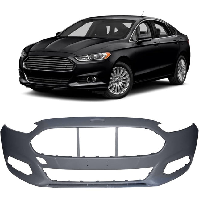 Findmall Primed Front Bumper Cover Replacement for 2013-2016 Ford Fusion without Parking Sensor Holes