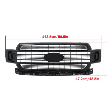 Findmall Front Grille Upper Glossy Black Mesh Style Replacement for F150 Limited 2018-2020