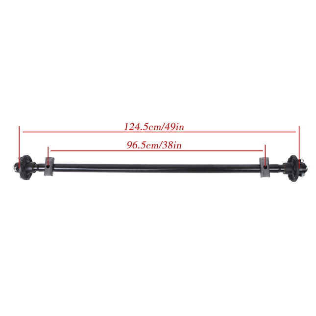 Findmall 2,000 lb Trailer Axle with U-Bolt Kit, 4 on 4 in, 49 in Hub Face
