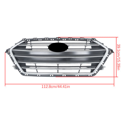 Findmall Front Upper Grille for 2017-2018 Hyundai Elantra Sedan, Black with Chrome Trim