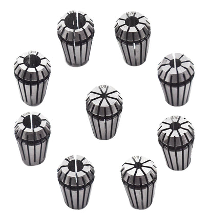 9pcs ER16 Spring Collet Set 1/8 - 3/8" CNC Milling Lathe Tool Engraving Machine 1/8" 5/32" 3/16" 7/32" 1/4" 9/32" 5/16" 11/32" 3/8