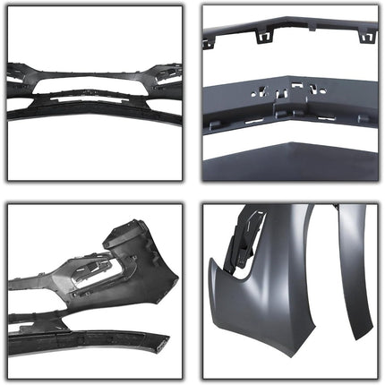 Findmall Primed Front Bumper Cover Replacement for 2016-2018 Chevrolet Malibu LT Premier without Parking Sensor Holes