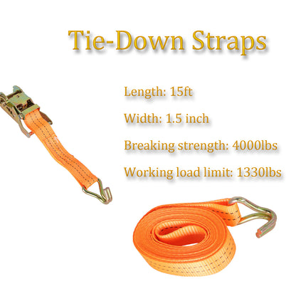 20Pcs Ratchet Straps 1.5" x 20' Tie-Down Straps 4000Lbs Heavy Duty Ratchet Cargo Strap