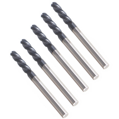 findmall 5Pcs 1/8 Inch Helix Carbide End Mill Tialn Coated 4 Flute 1/2 Inch Length of Cut Fit for Aluminum Cut Non-Ferrous Metal Upcut CNC Spiral Router Bit