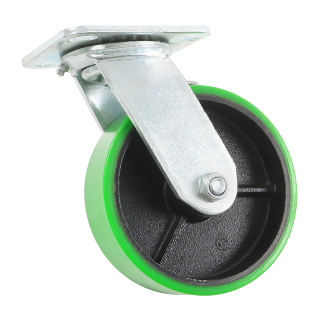 Findmall 1 Pack 6 Inch Polyurethane Swivel Caster Wheel with Brake, Plate Mount, Heavy Duty Replacement Caster for Toolboxes, Workbenches & Industrial Equipment