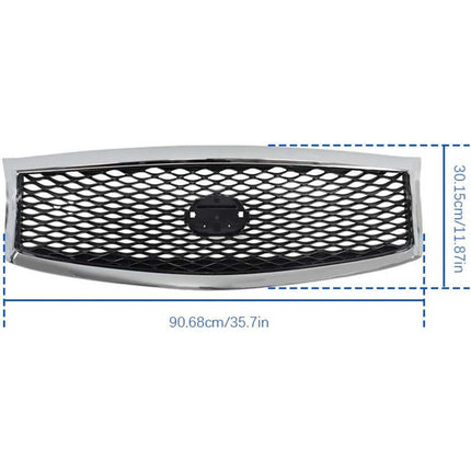 Findmall Front Upper Mesh Grille for 2015-2019 Infiniti Q70 Q70L, Chrome, Without Camera Hole