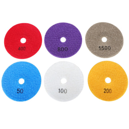 findmall 4 Inch Diamond Polishing Pads with 1Pcs 4 Inch Backer Pad, 7Pcs 50-1500 Grit Polishing Pad Kit Fit for Drill, Grinder, Polisher