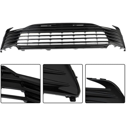 Findmall Front Upper and Lower Grille Set for 2021-2022 Toyota Camry LE XLE, Gloss Black, Without Sensor Holes