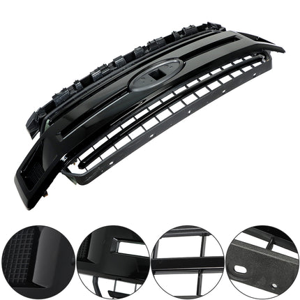 Findmall Front Bumper Radiator Grille Assembly Glossy Black with Base Rail Replacement for 2018-2020 F150 Pickup 4-Door JL3Z8200