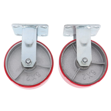Findmall 2 Pack 6 Inch Polyurethane Rigid Caster Wheels, Plate Mount, Heavy Duty Replacement Casters for Carts, Workbenches & Industrial Equipment