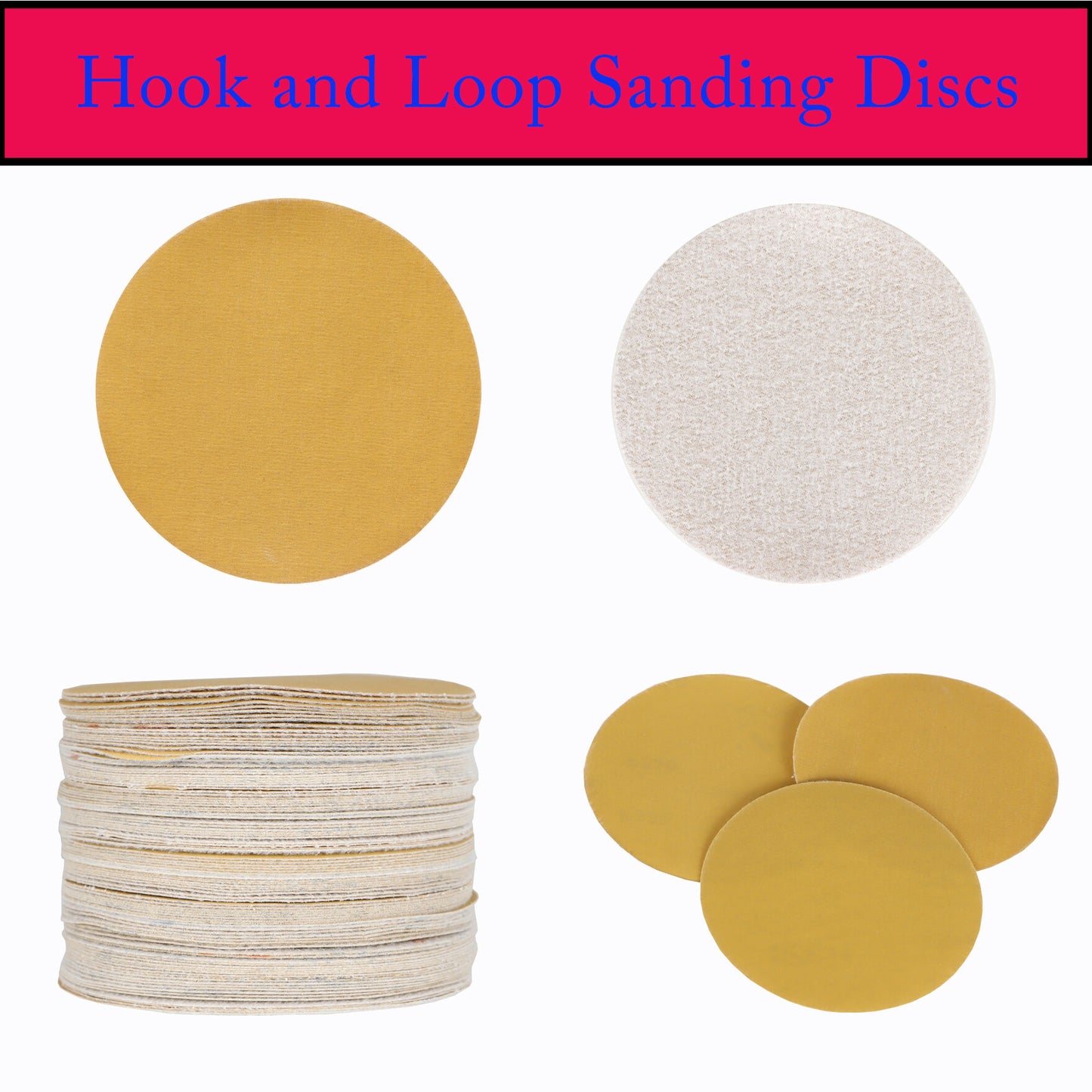 findmall Hook Loop Pads Sanding Disc 5-Inch NO-Hole 100Pcs Aluminum Oxide Round Flocking Sandpaper for Sanding Grinder Polishing Accessories (60 80 120 180 240 320) Grit (180grit)