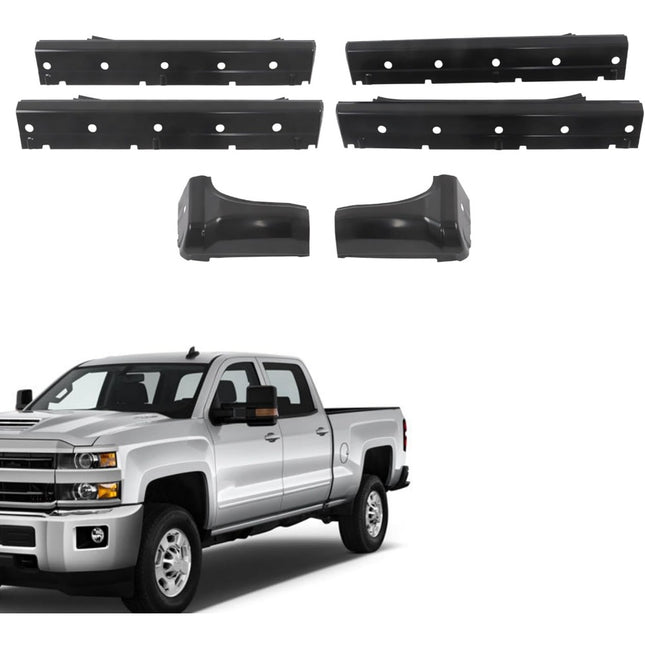 Findmall 6-Piece Slip-On Rocker Panel and Cab Corner Kit for 2014-2018 Chevrolet Silverado GMC Sierra Crew Cab, Black
