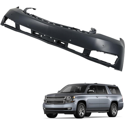 Findmall Primed Front Bumper Cover with Parking Sensor Holes Replacement for 2015-2020 Chevrolet Tahoe Suburban, GM1000974, 23320623