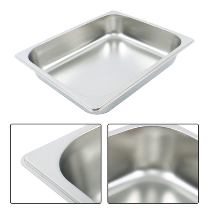 Findmall 4Pcs Half Size Hotel Pans 2.5 Inch Deep 1/2 Size Without Lids | Stainless Steel Steam Table Pan, for Steam Tables, Restaurants, Catering and Industrial Use