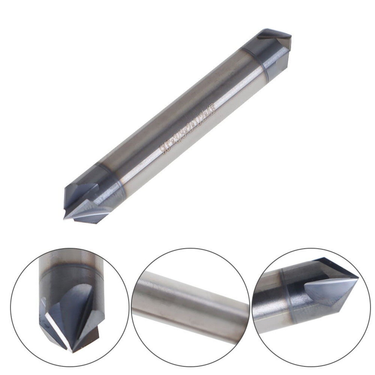 findmall 3/8 Inch Helix Carbide End Mill Double End Tialn Coated 4 Flute 90 Degree Fit for Aluminum Cut Non-Ferrous Metal Upcut CNC Spiral Router Bit