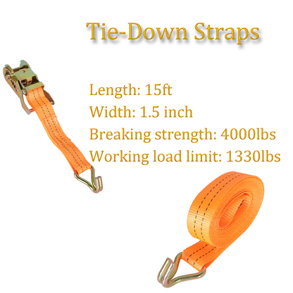 4Pcs Ratchet Straps 1.5" x 20' Tie-Down Straps 4000Lbs Heavy Duty Ratchet Cargo Strap