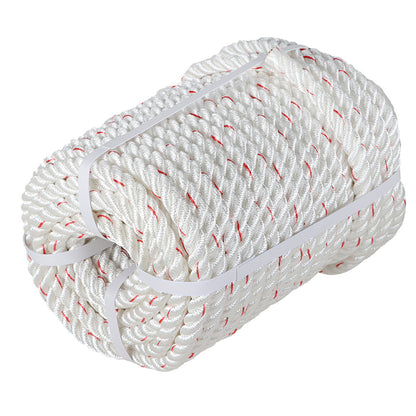 findmall 1/2 In Braid Polyester Rope Bull Rigging High Force Polyester Rope 150 FT White Red